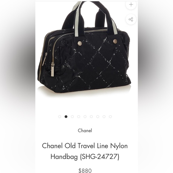 Authentic Chanel travel ligne  black nylon tote bag white - Picture 10 of 11